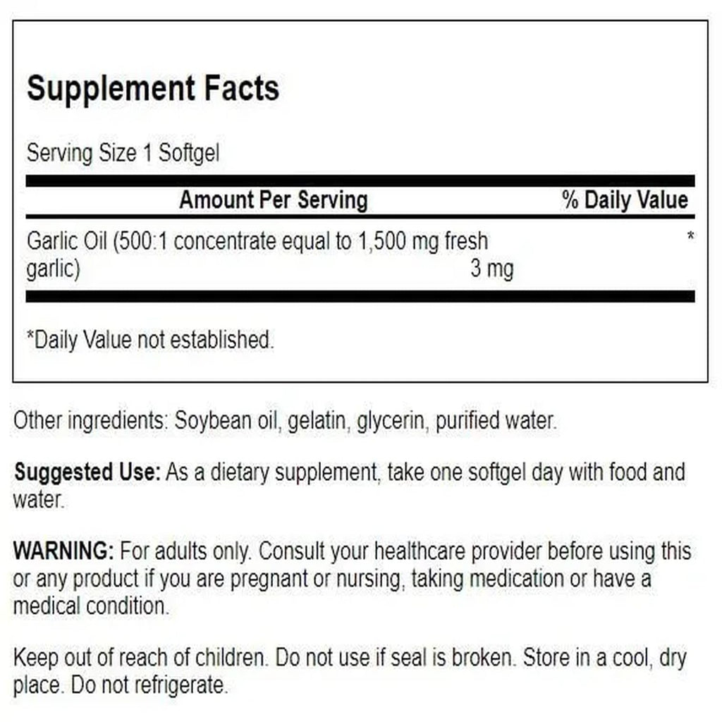 Garlic Oil 1500 mg 500 Softgels S560