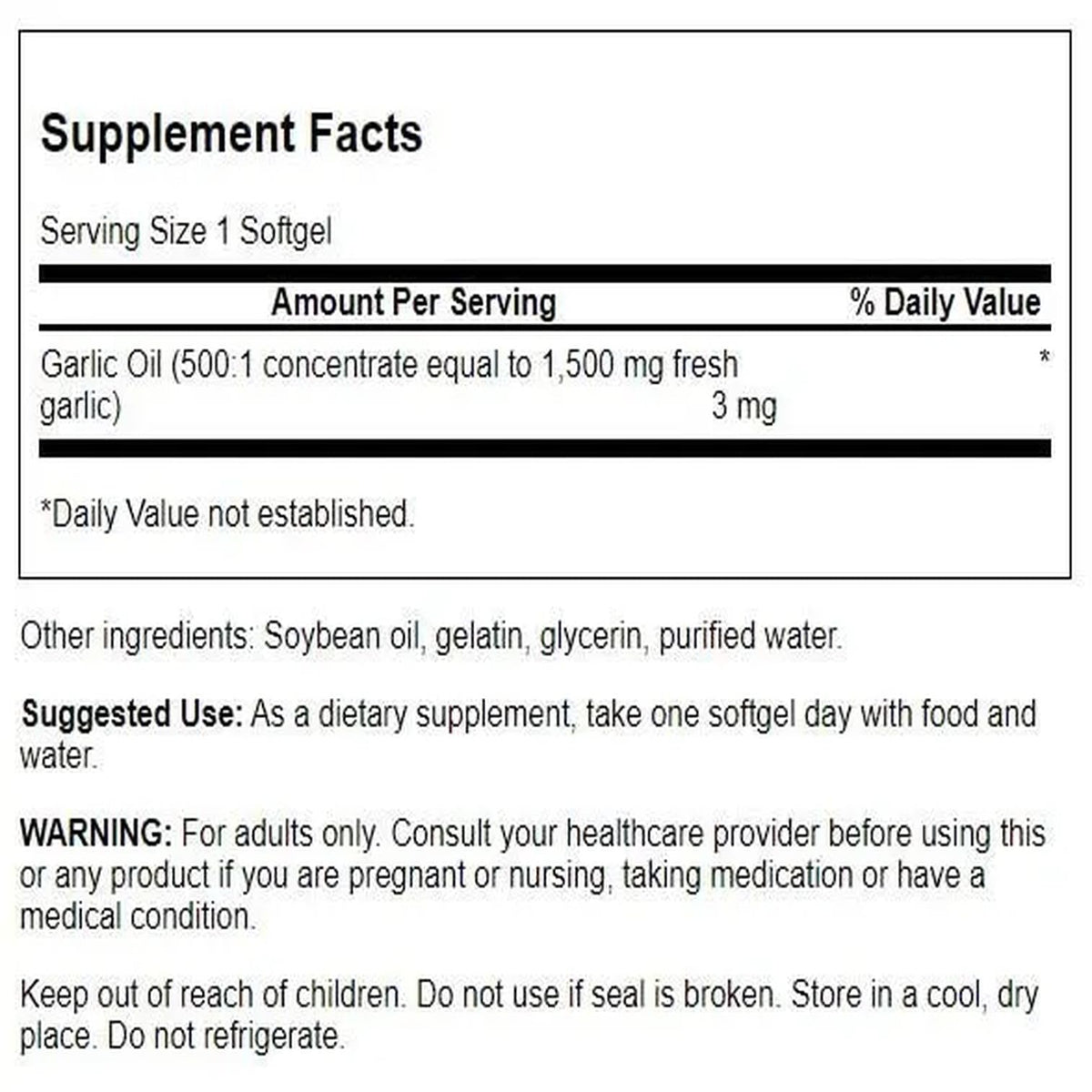 Garlic Oil 1500 mg 500 Softgels S560