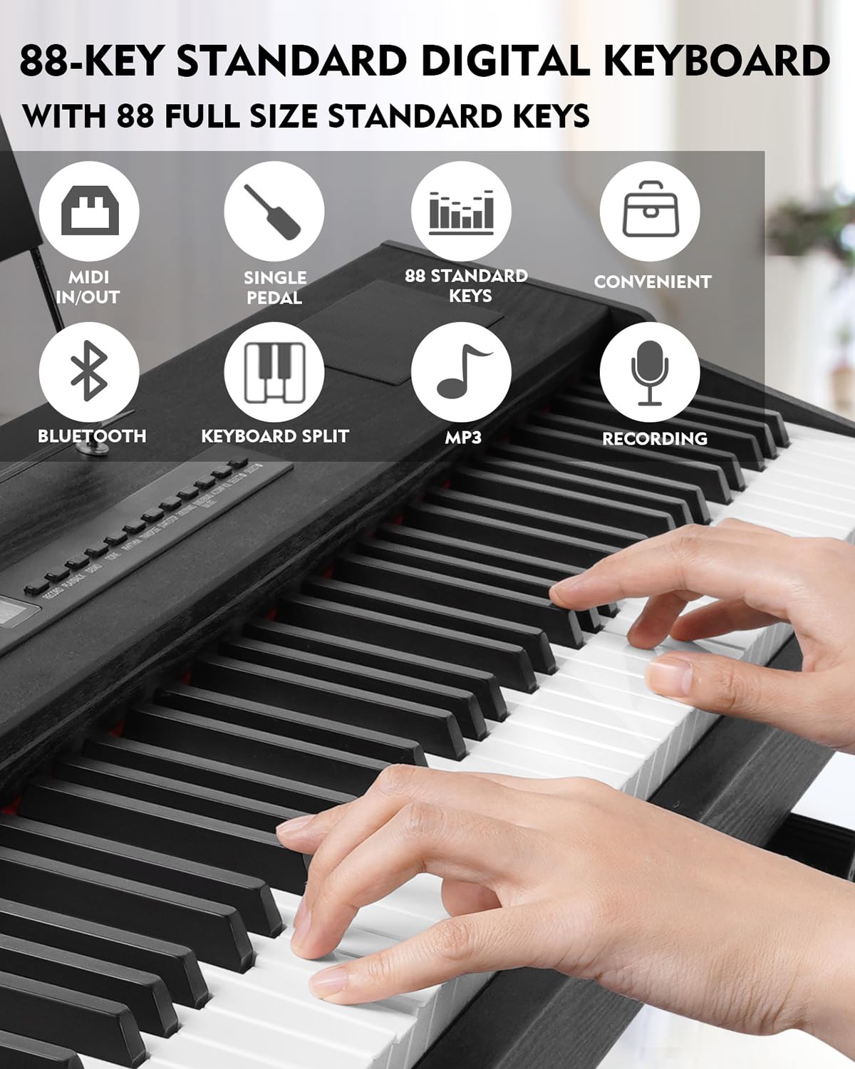 88 Key Fully Weighted Hammer Action Digital Piano with Stand U6192