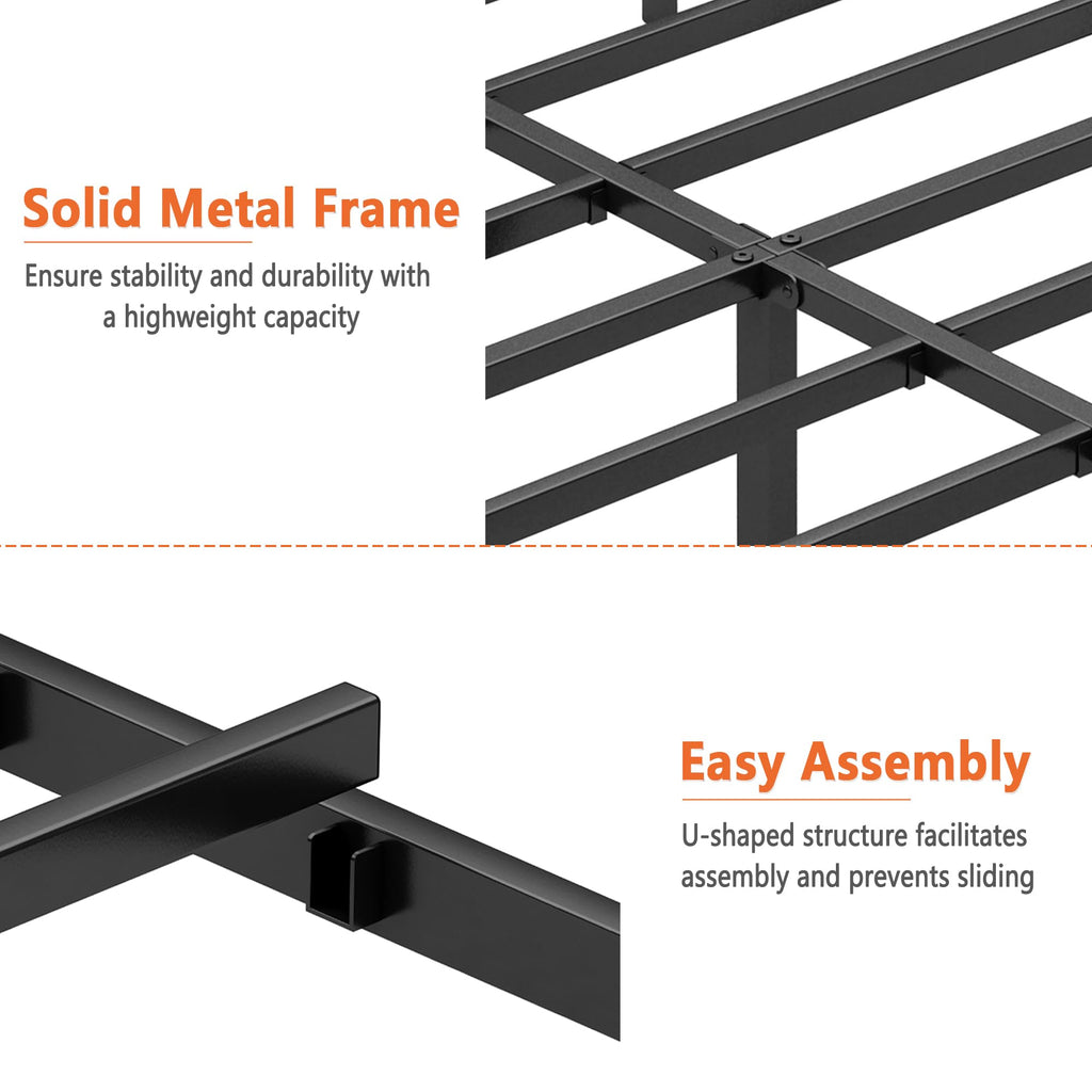 Queen Metal Bed Frame with Steel Slat Support N370500