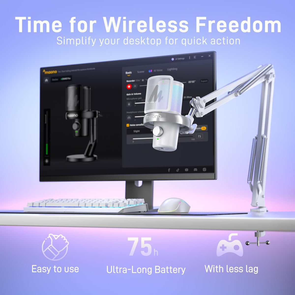 Wireless Condenser Microphone with Boom Arm U719