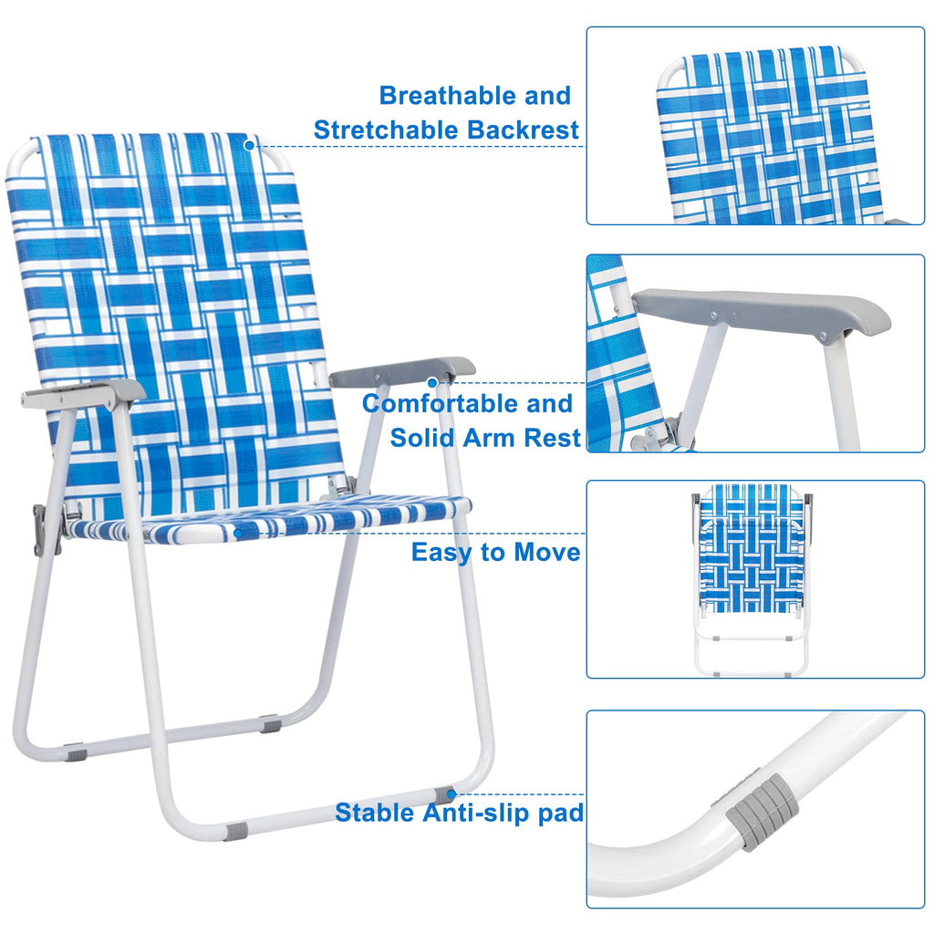 Set of 2 Blue & White Webbed Folding Chairs F1429