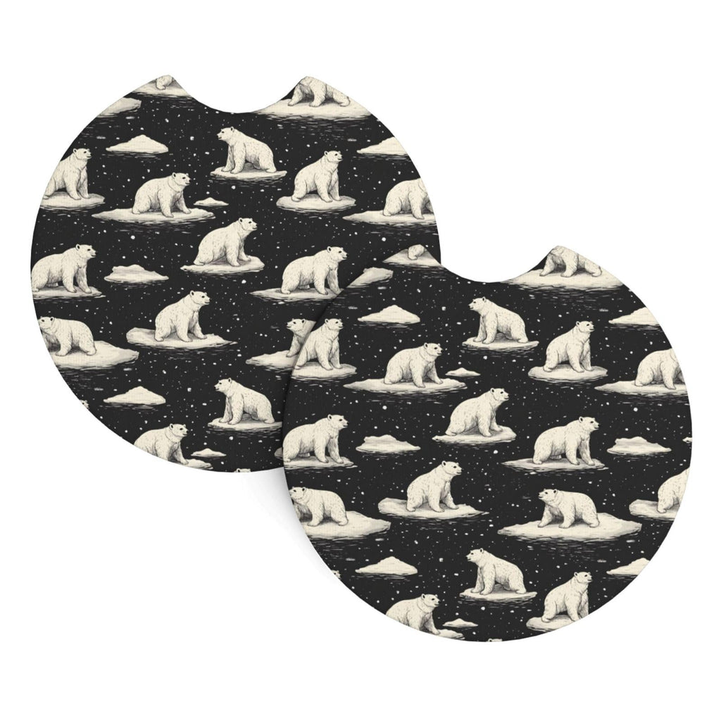 White Bear Print Car Cup Coasters Set of 2 Q648546