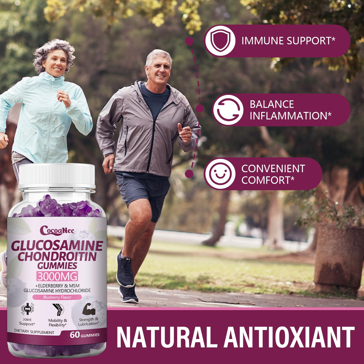 3000MG Glucosamine Chondroitin Gummies with MSM & Elderberry 180Cts P4689