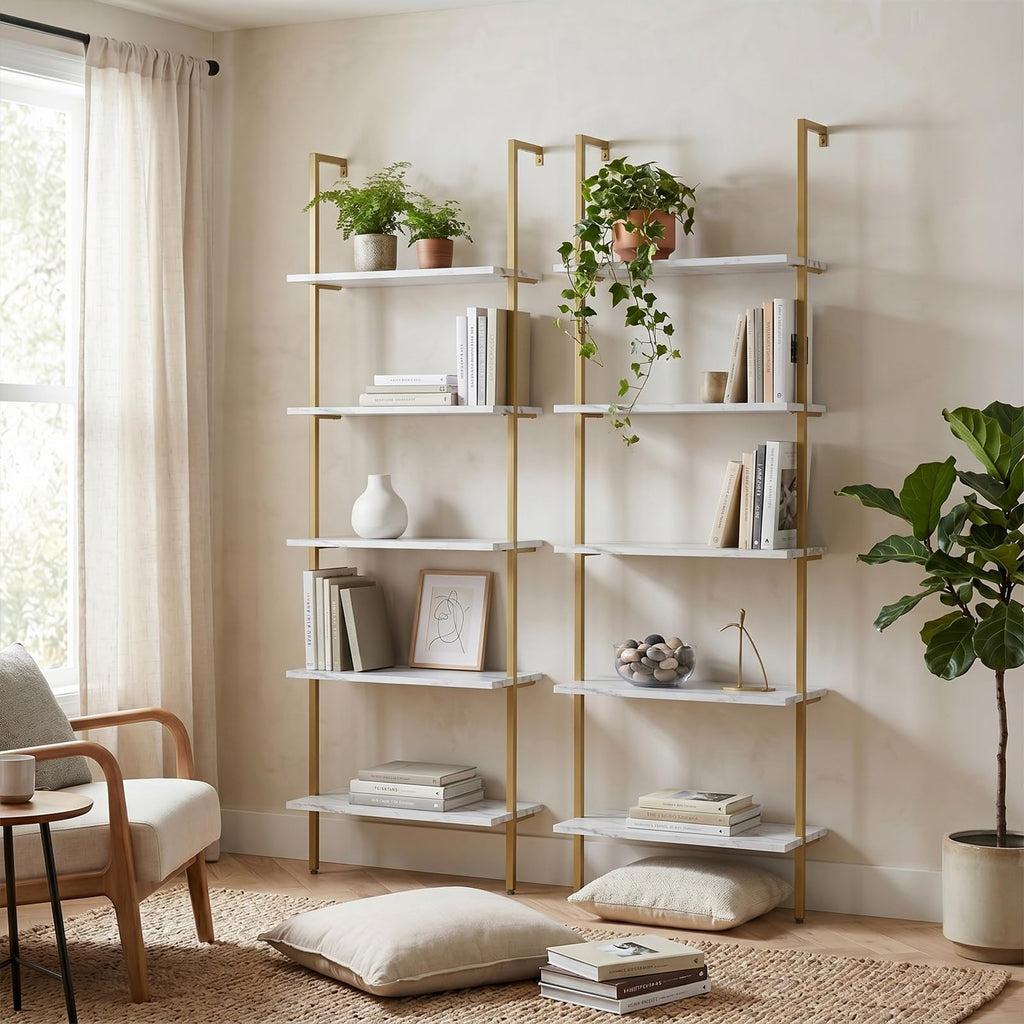 White 5-Tier Ladder Bookshelf O989971