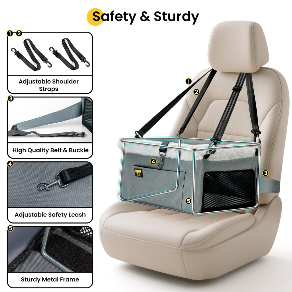 Dog Car Seat Booster Steel Frame Grey S95338