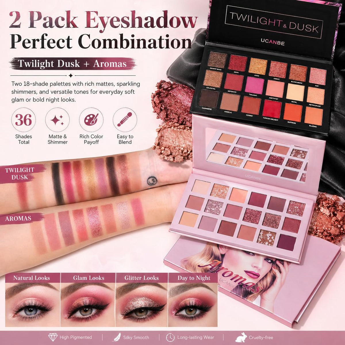 Nude Eyeshadow Palette Makeup Set, Matte Shimmer Glitter Pressed Pearl B863