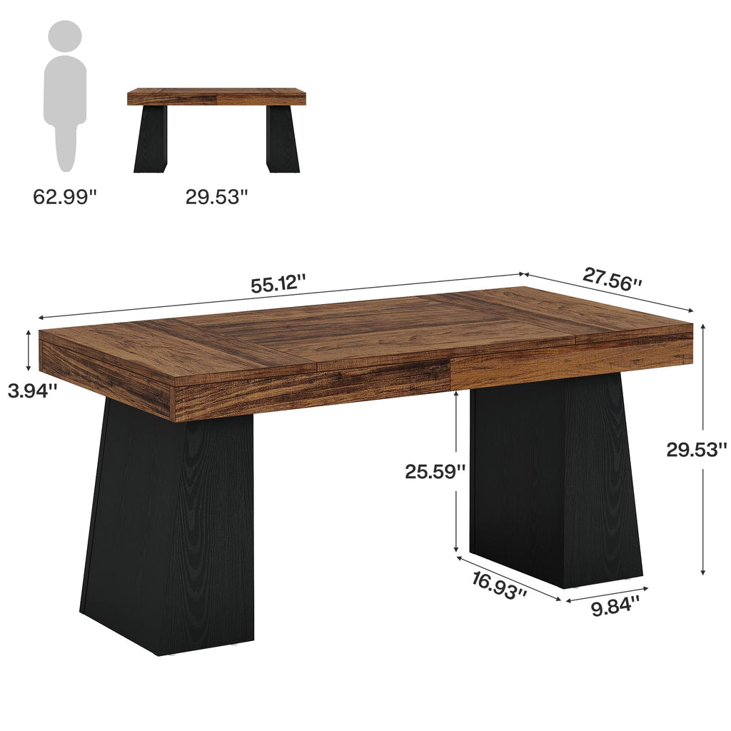 55" Wooden Office Desk with Double Pedestal E409