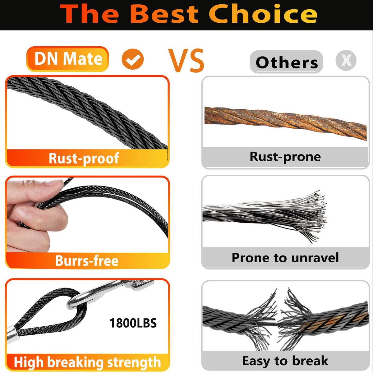 Black Stainless Steel Cable for Railing 220FT 1/8" T316 Wire Rope X175