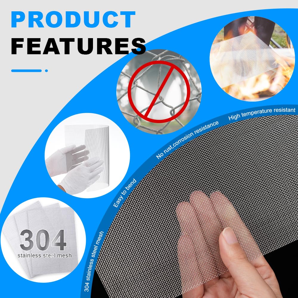 12×8 Inch 20 Mesh 304 Stainless Steel Wire Mesh Screen P96835