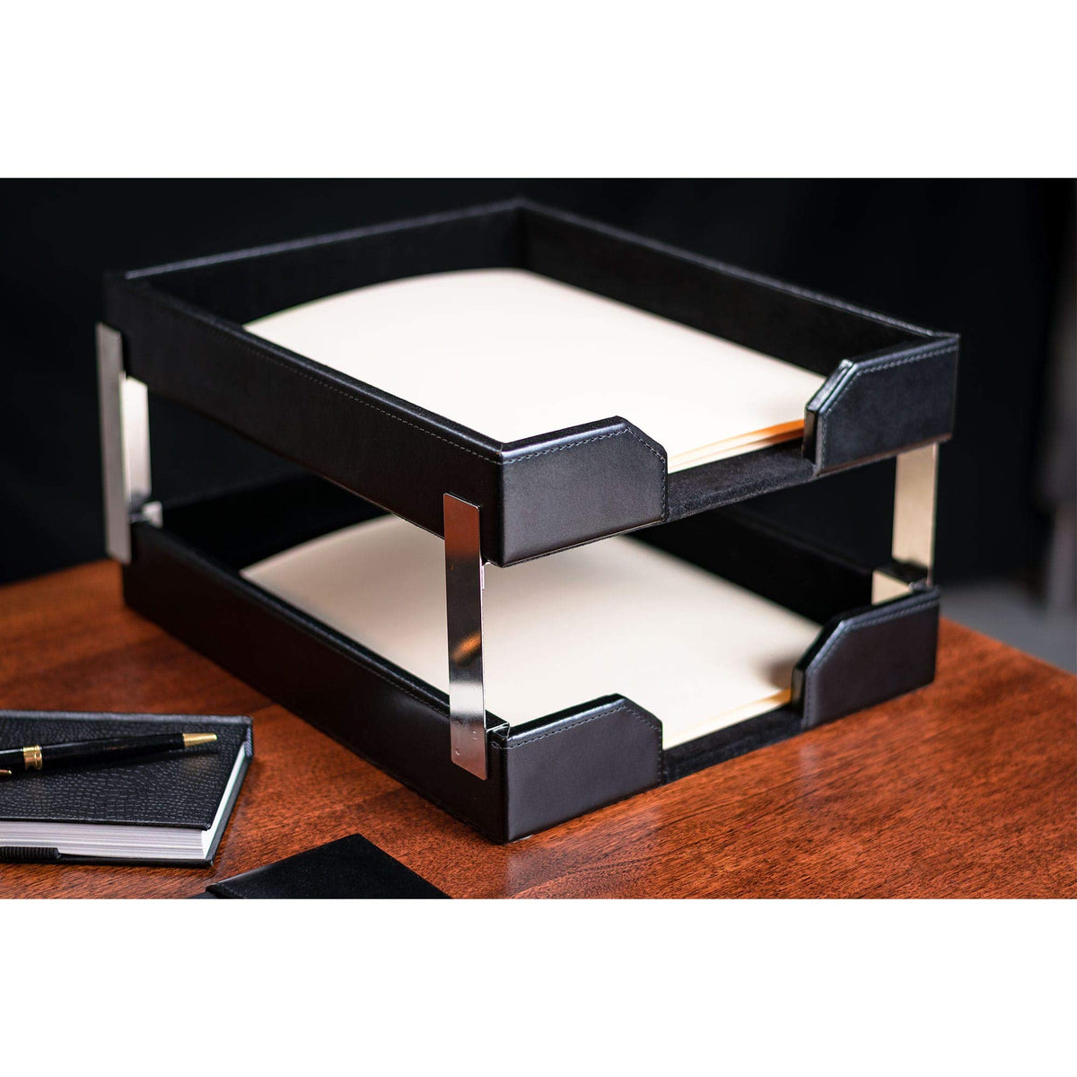 Black 8 Piece Bonded Leather Desk Set L911