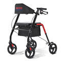 Foldable Lightweight Rolling Walker with Seat, 8" Wheels, 300 lb. Capacity, Red P78876