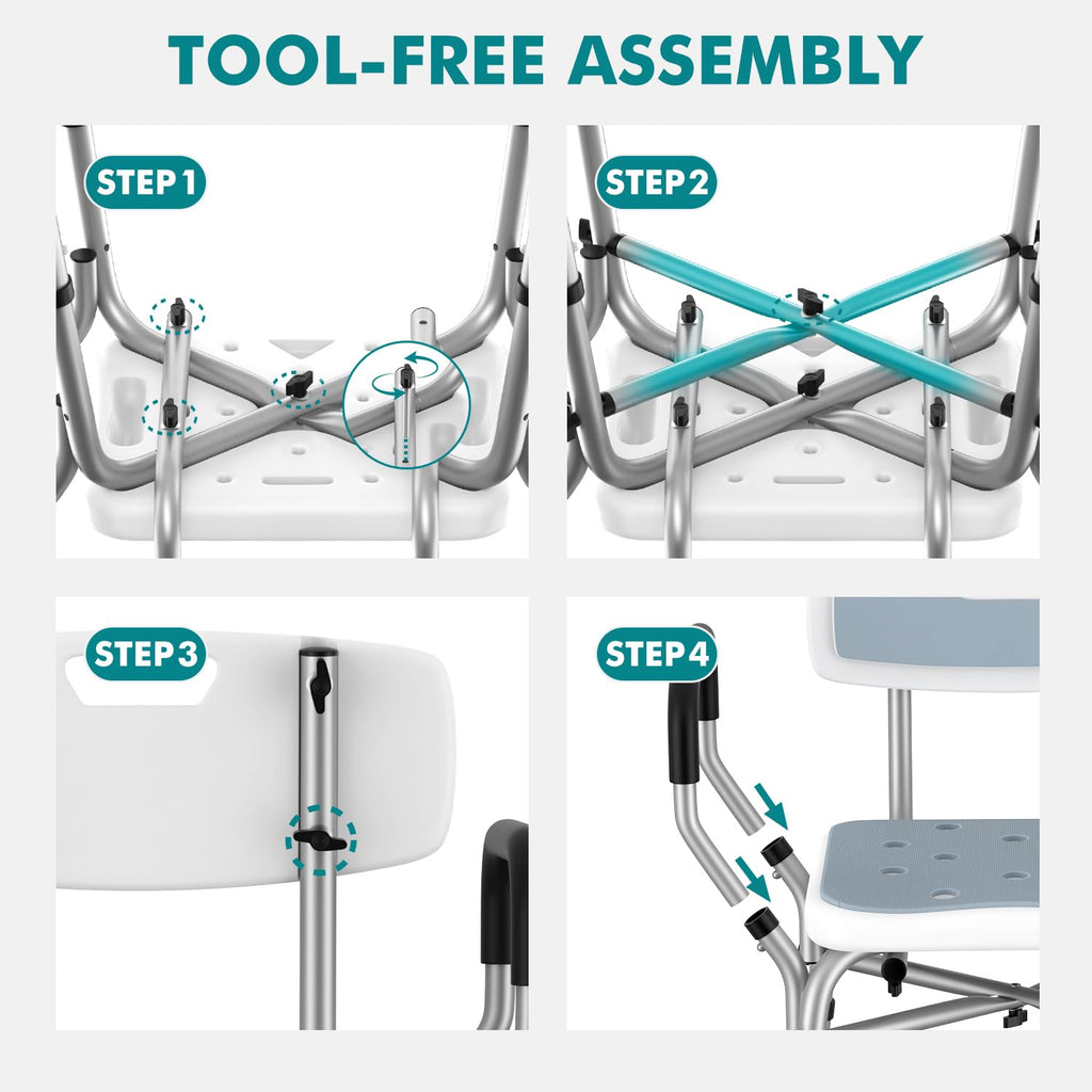 Shower Chair with Removable Arms and Back I9869