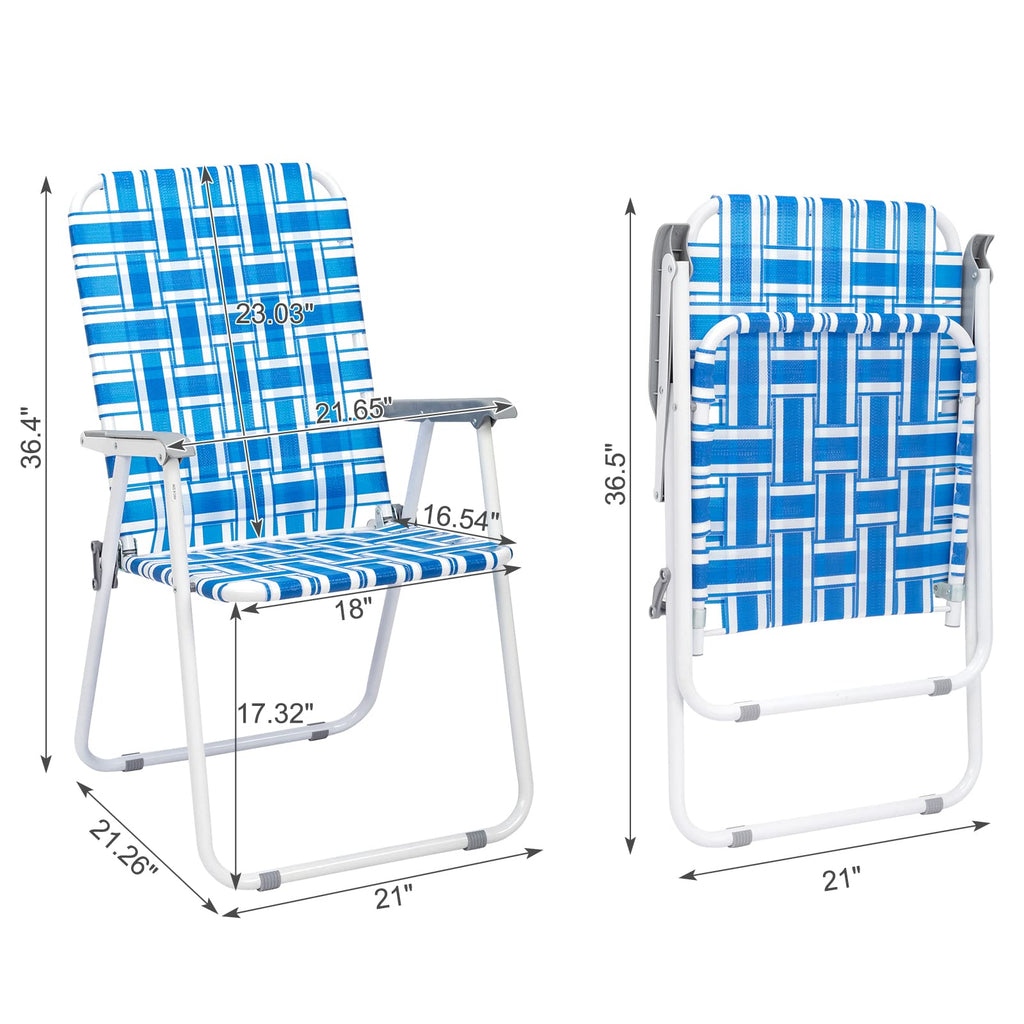 Set of 2 Blue & White Webbed Folding Chairs F1429