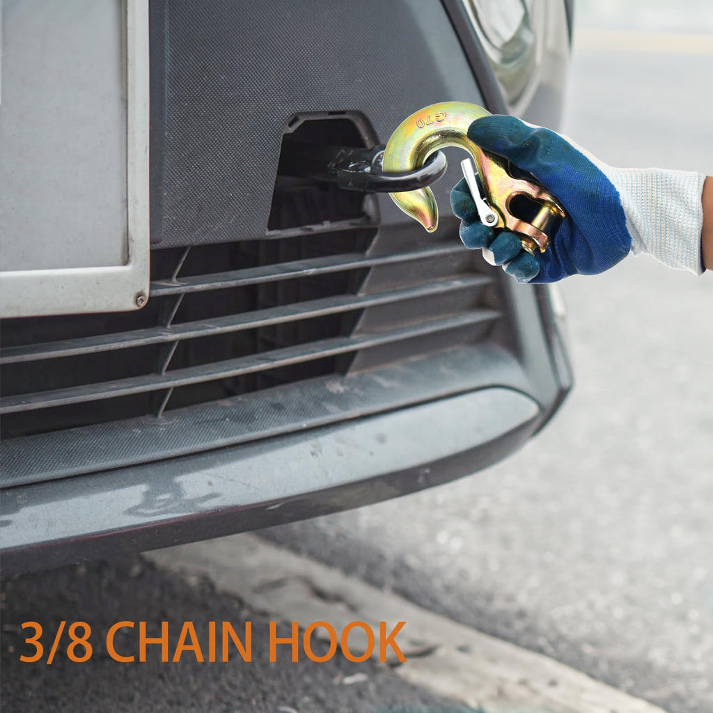6 Pack 3/8 Inch G70 Forged Steel Clevis Slip Hook with Safety Latch N293