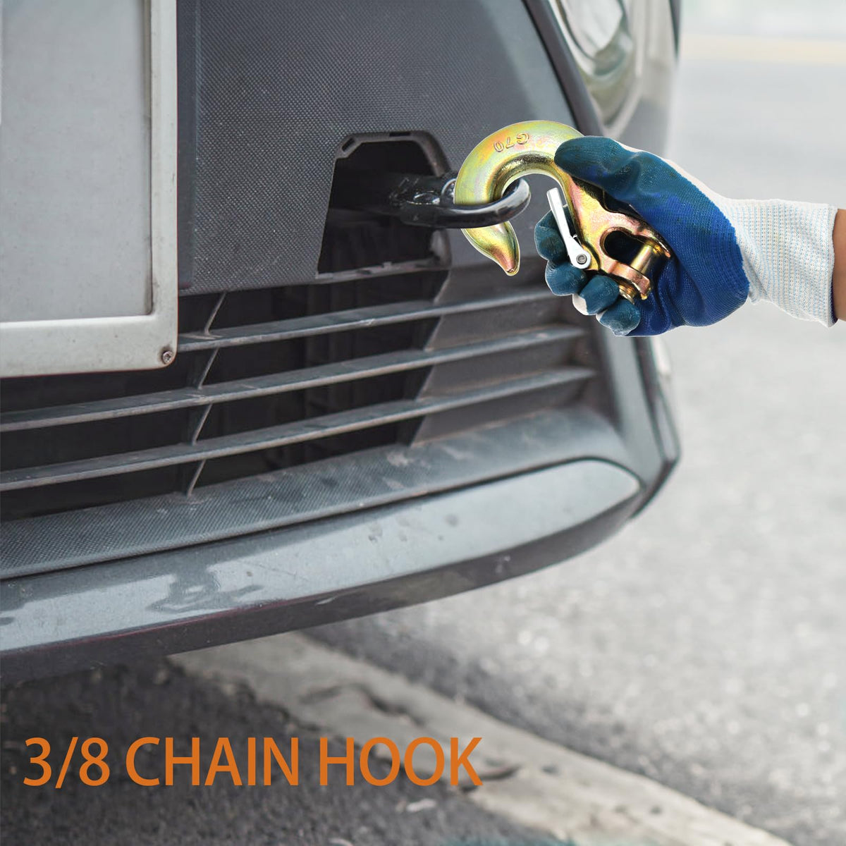 6 Pack 3/8 Inch G70 Forged Steel Clevis Slip Hook with Safety Latch N293