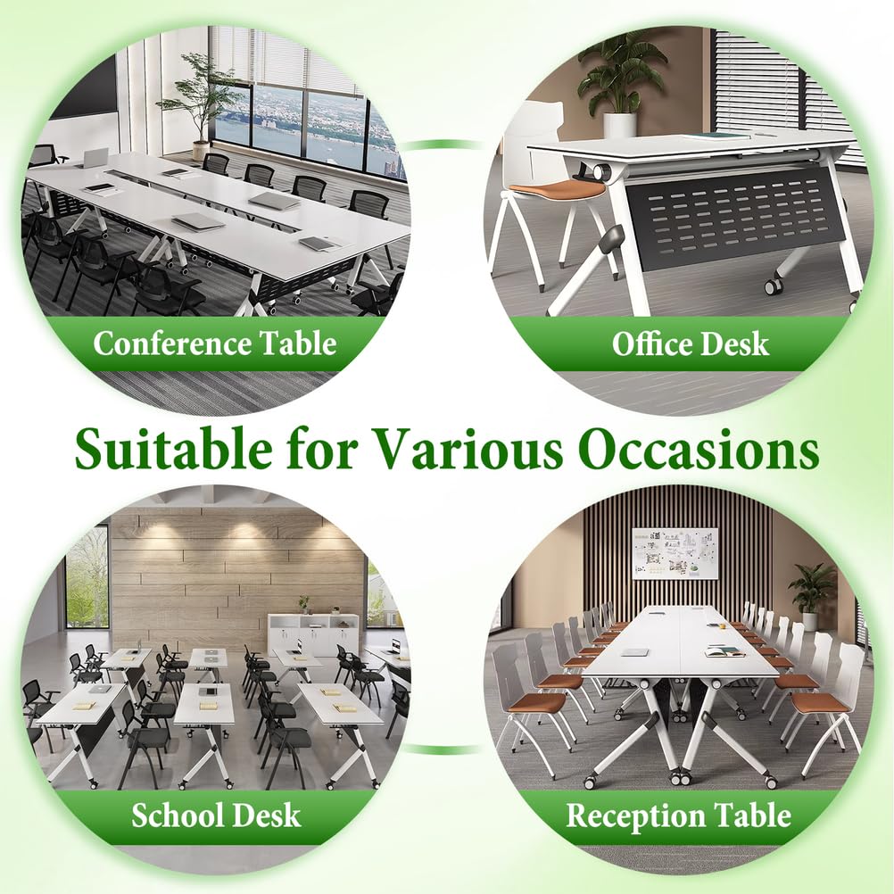 Folding Conference Table with Locking Wheels, 8 Pack, 63x24x30 Inch I22461
