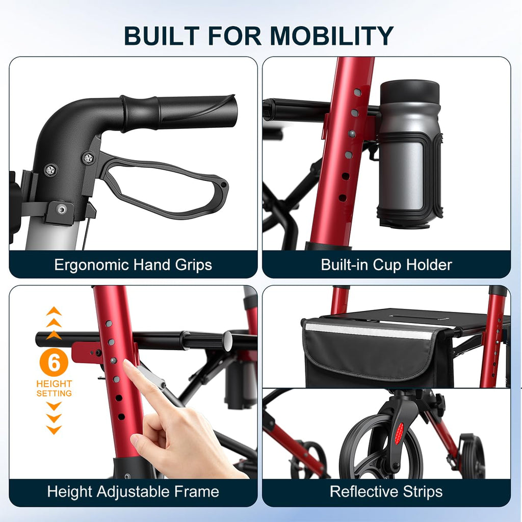 Foldable Rollator Walker with Seat F678159