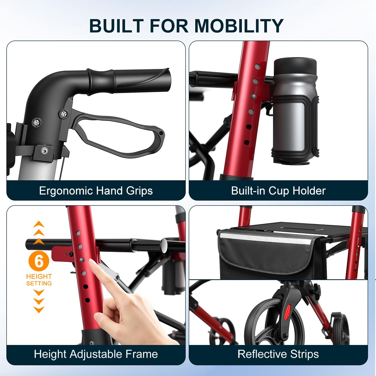 Foldable Rollator Walker with Seat F678159