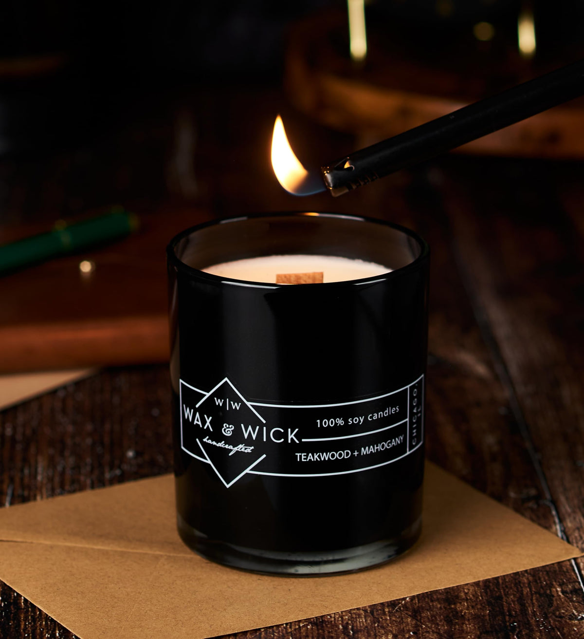 12oz Soy Wax Double Wood Wick Scented Candle Q318