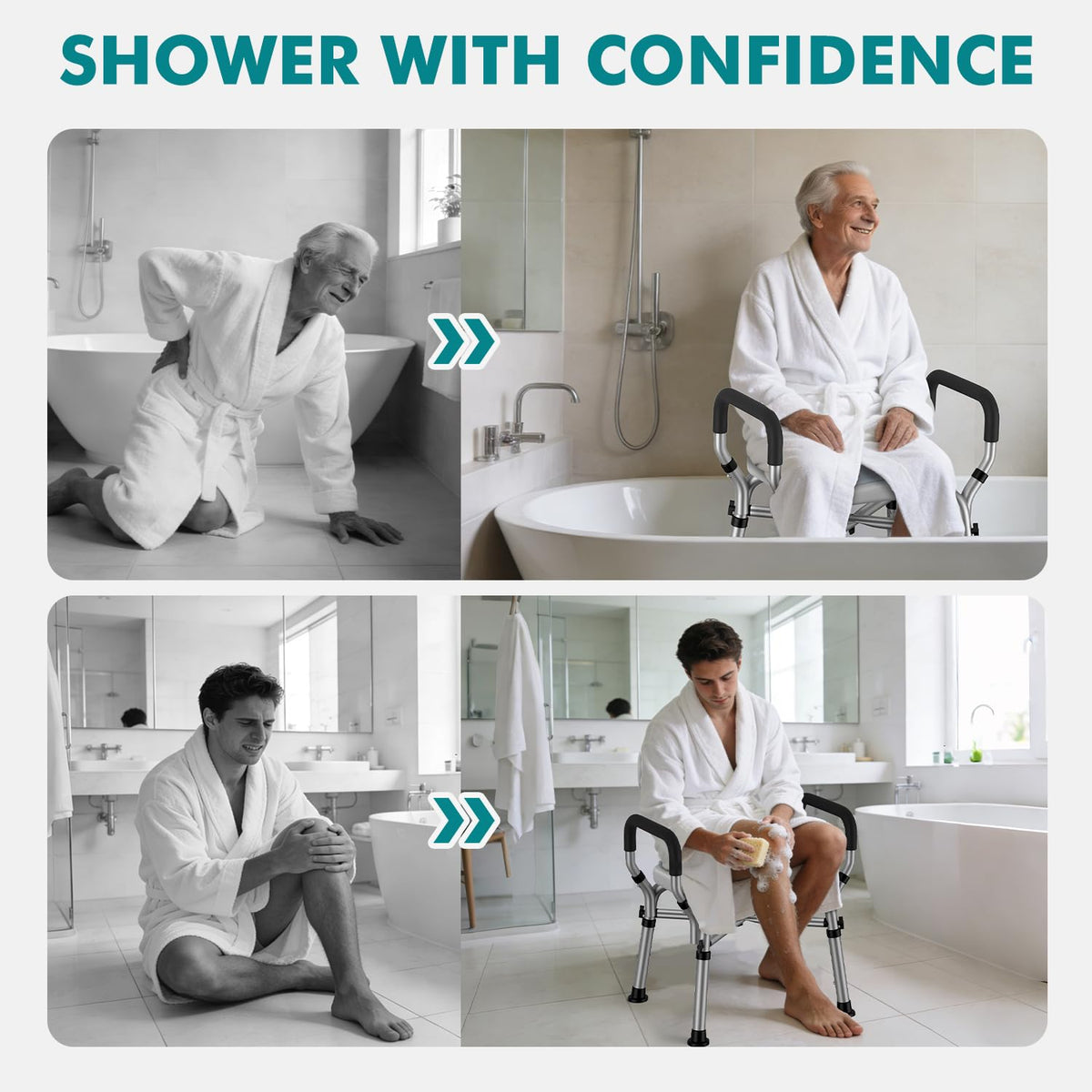 Shower Chair with Removable Arms and Back I9869