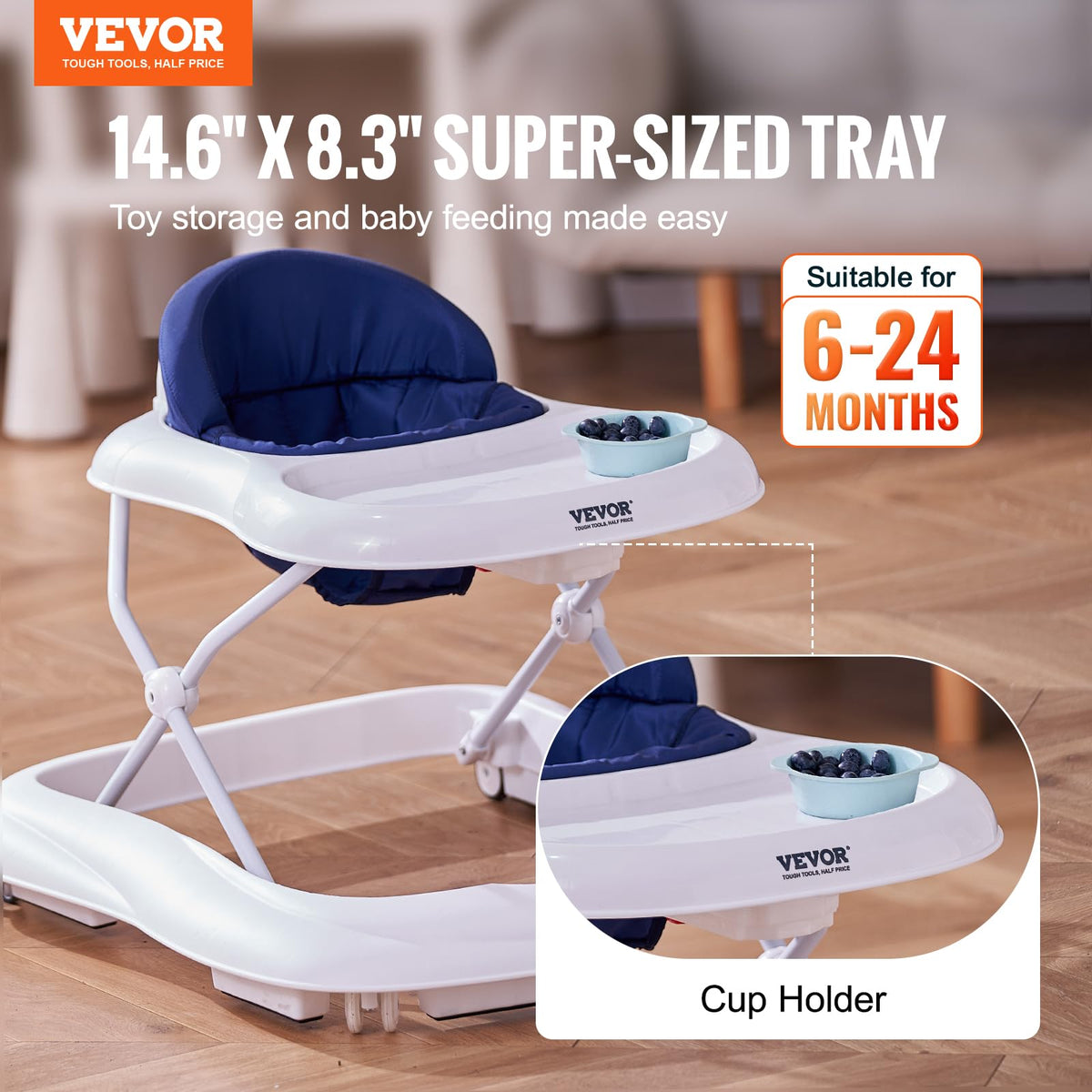 Foldable Baby Walker with Feeding Tray A92862