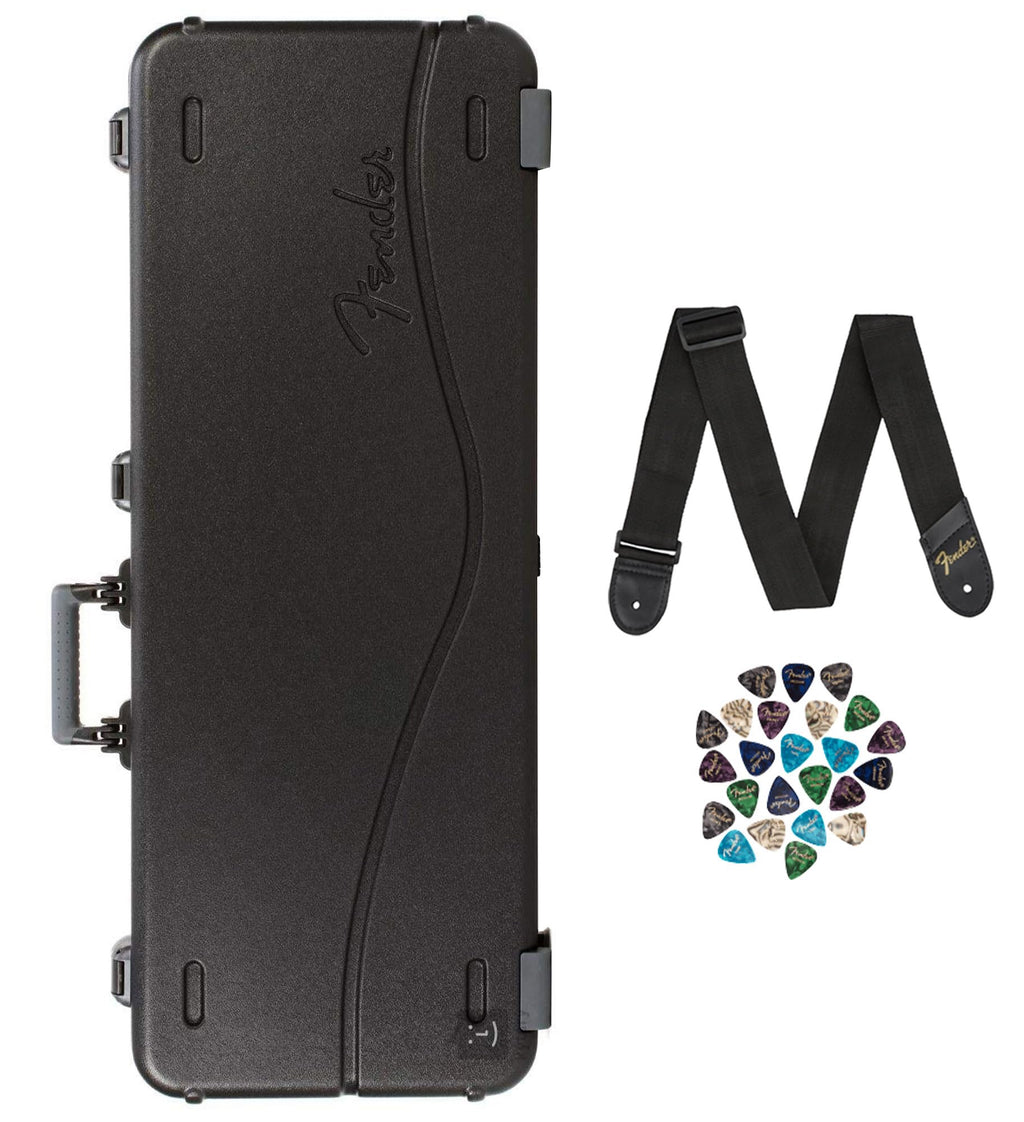 Black Molded Guitar Case with Guitar Strap and 24-Pack Picks T2070