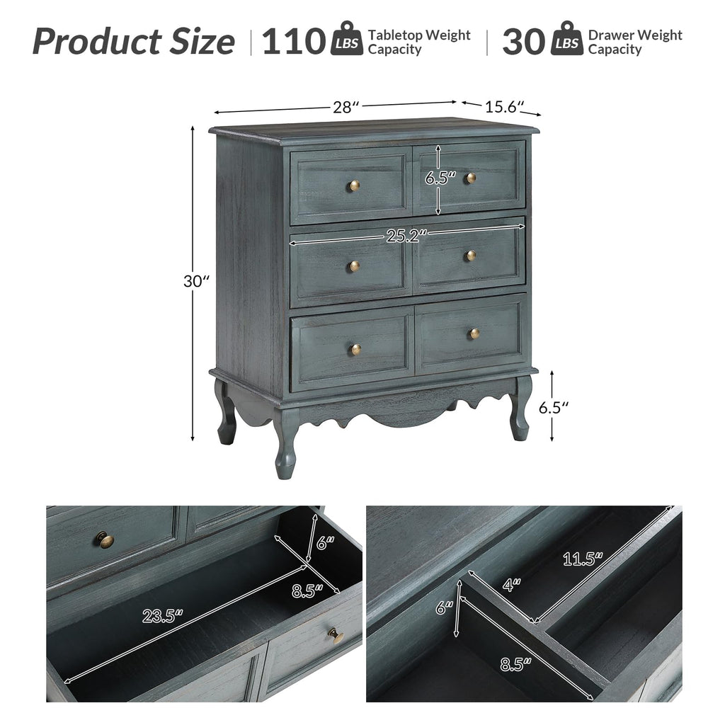 Blue 3-Drawer Nightstand with Charging Station L514346