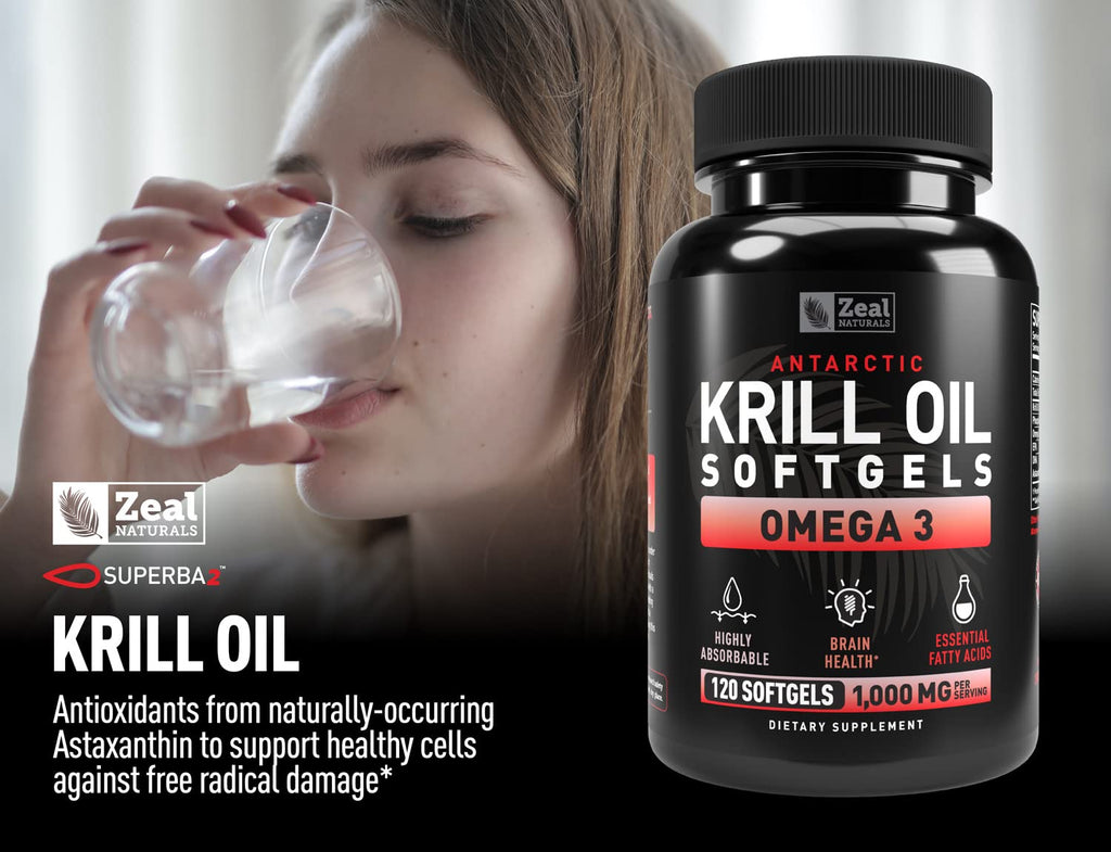 Krill Oil 1000mg 120 Softgels Omega 3 Supplement with EPA DHA Astaxanthin S131