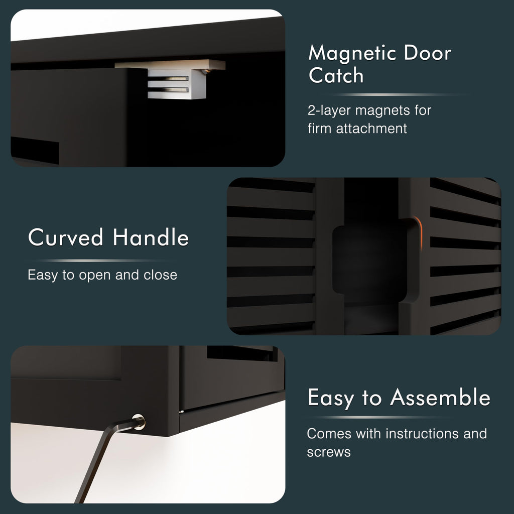 Black Bathroom Storage Cabinet with Adjustable Shelf J5864