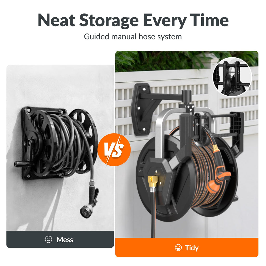 Wall Mounted 125FT 5/8" Hose Capacity Heavy Duty Retractable Hose Reel X826757