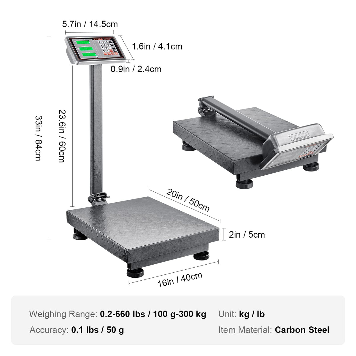 660 lbs Stainless Steel Digital Platform Scale Q6644