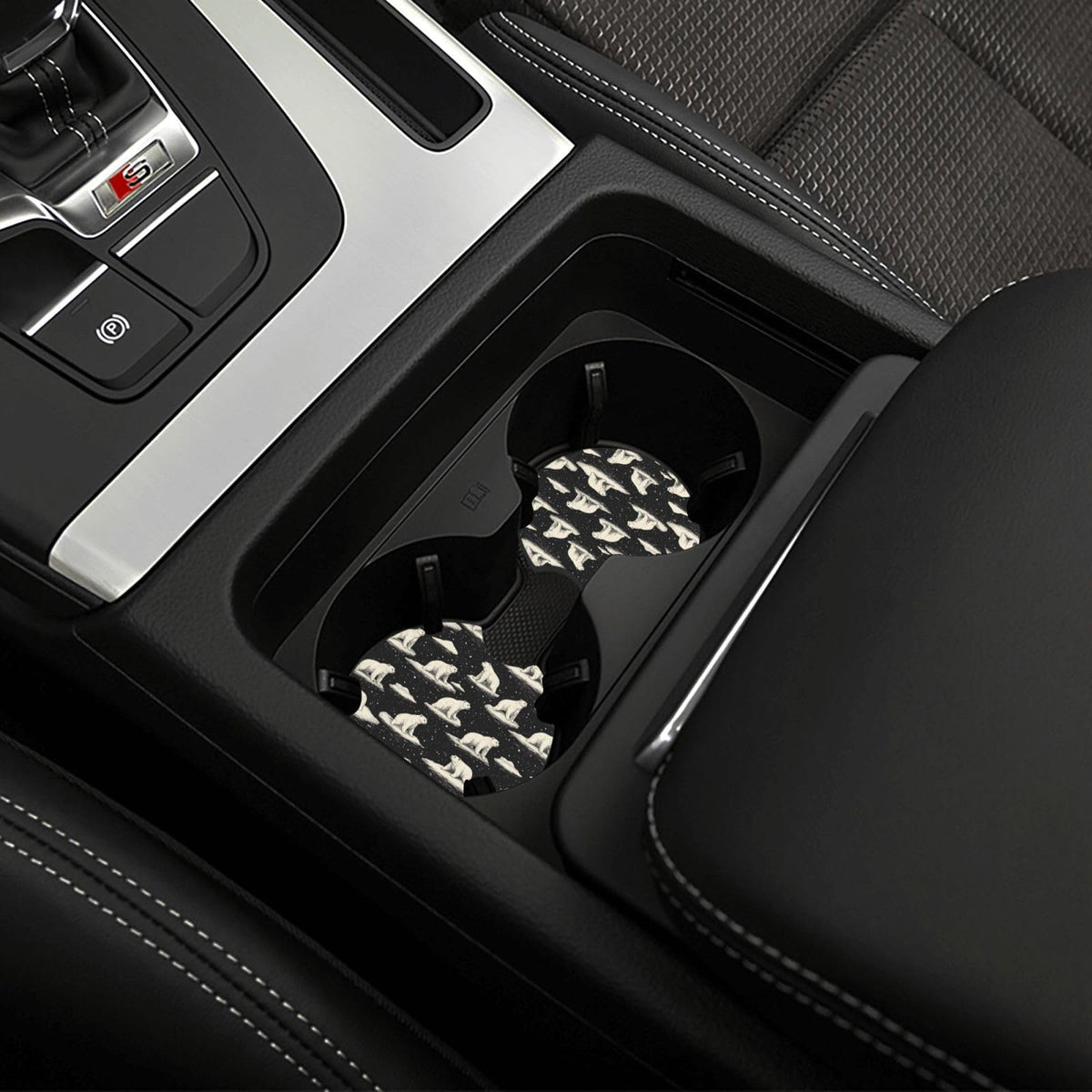 White Bear Print Car Cup Coasters Set of 2 Q648546