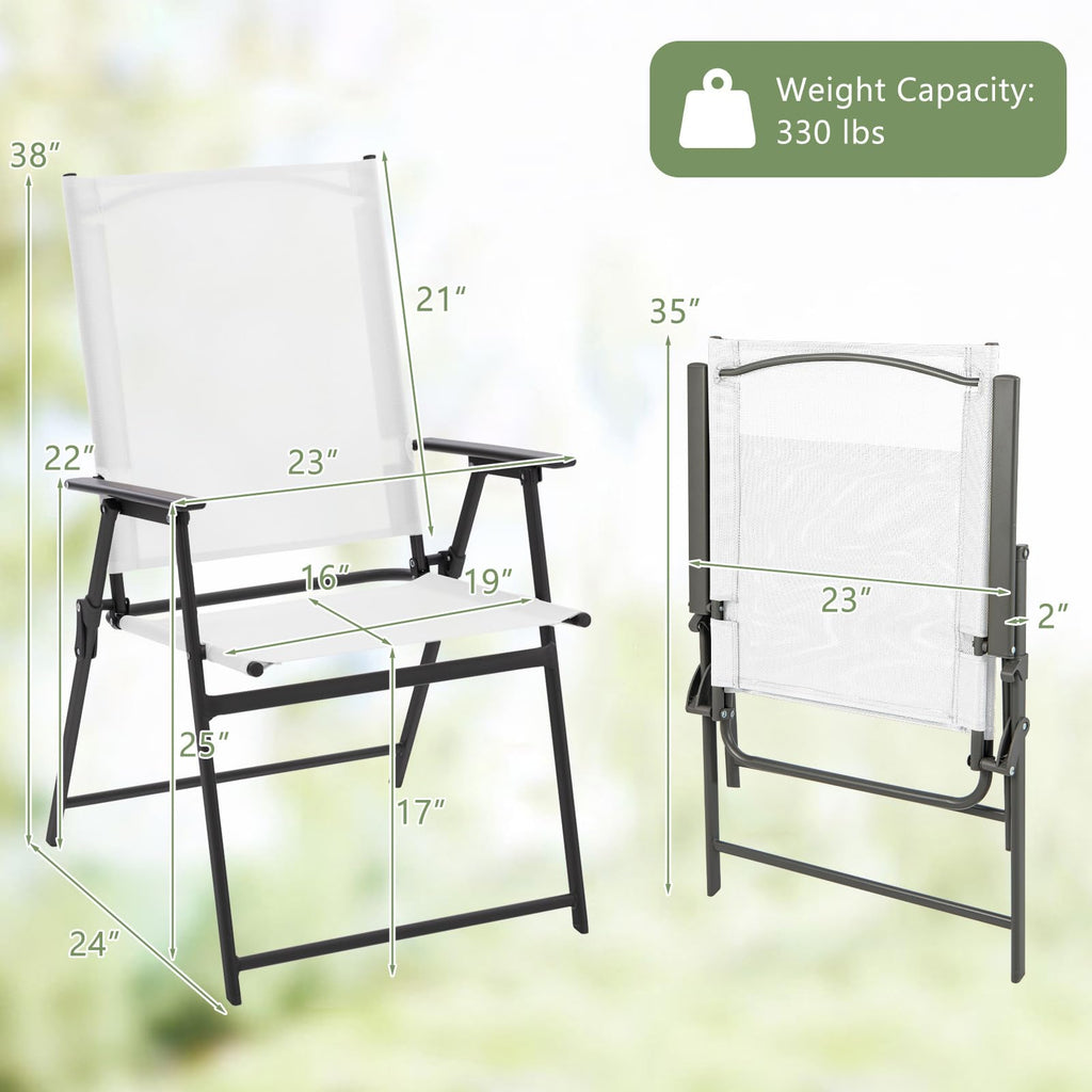 White Set of 2 Folding Patio Chairs with Metal Frame K94618