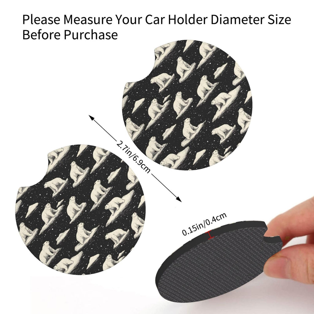 White Bear Print Car Cup Coasters Set of 2 Q648546