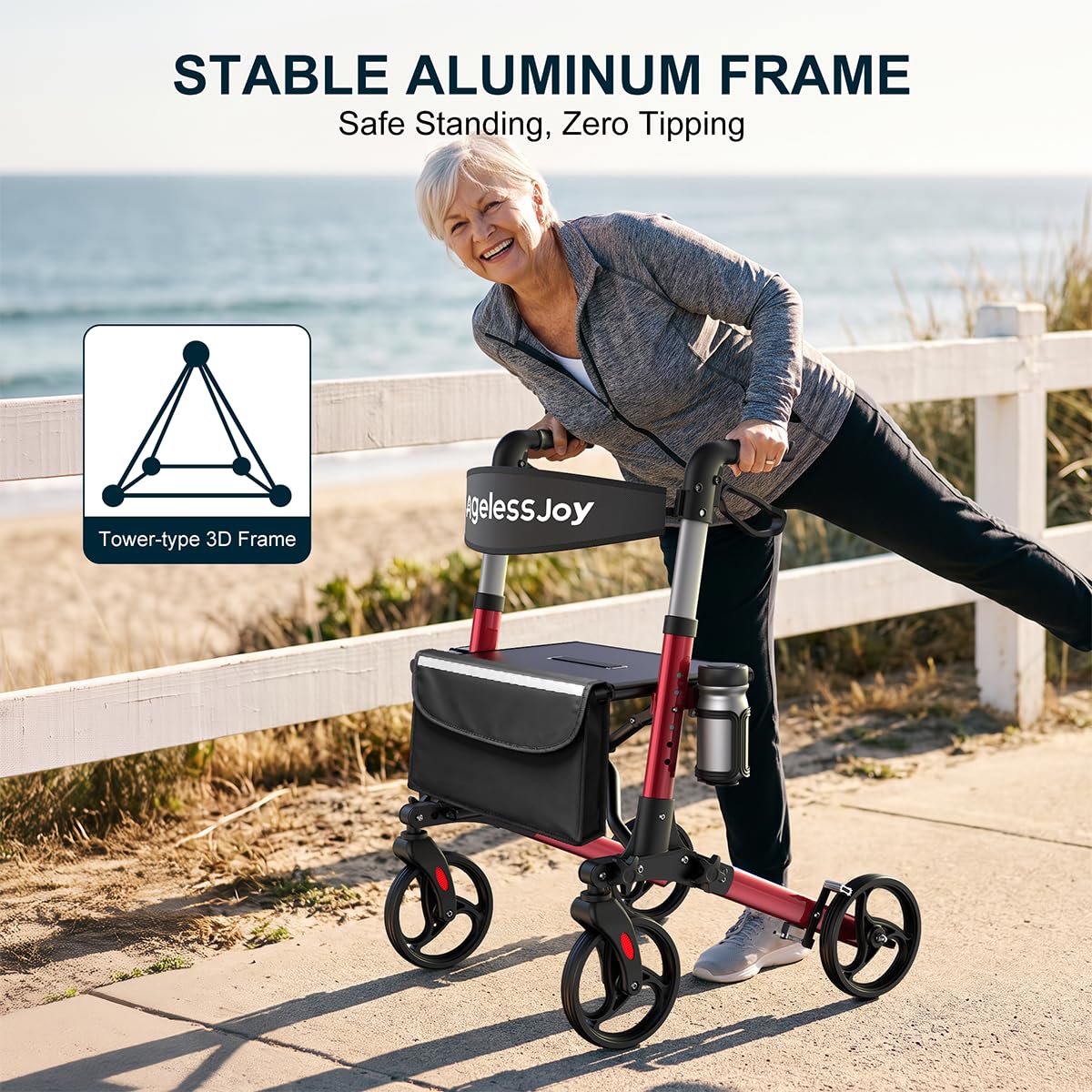 Foldable Rollator Walker with Seat F678159