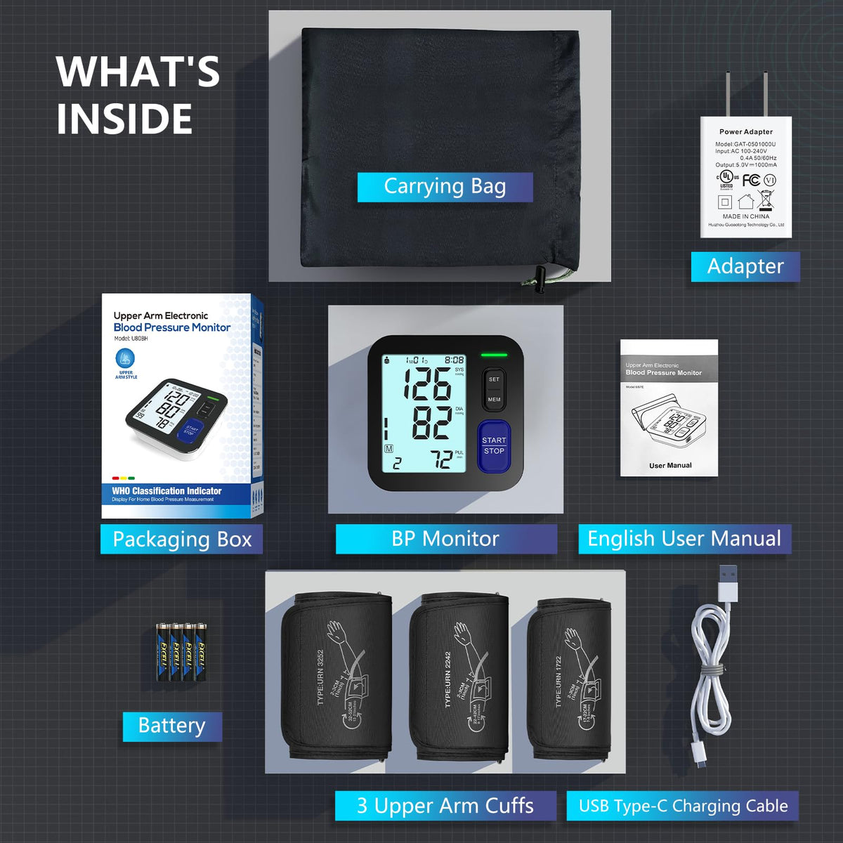 Automatic Digital Blood Pressure Machine with 3 Size Cuffs R57649