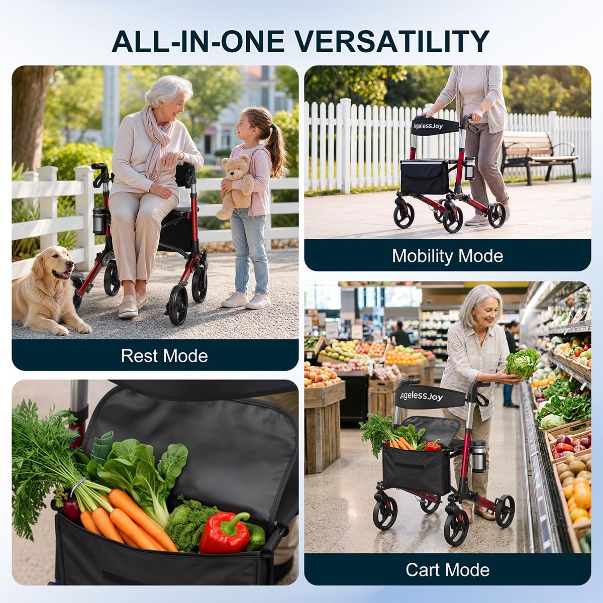 Foldable Rollator Walker with Seat F678159