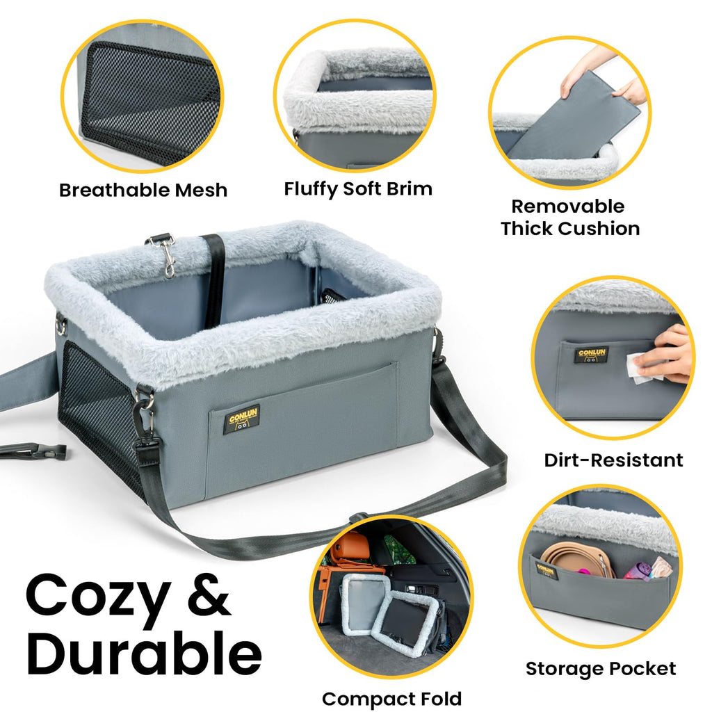 Dog Car Seat Booster Steel Frame Grey S95338