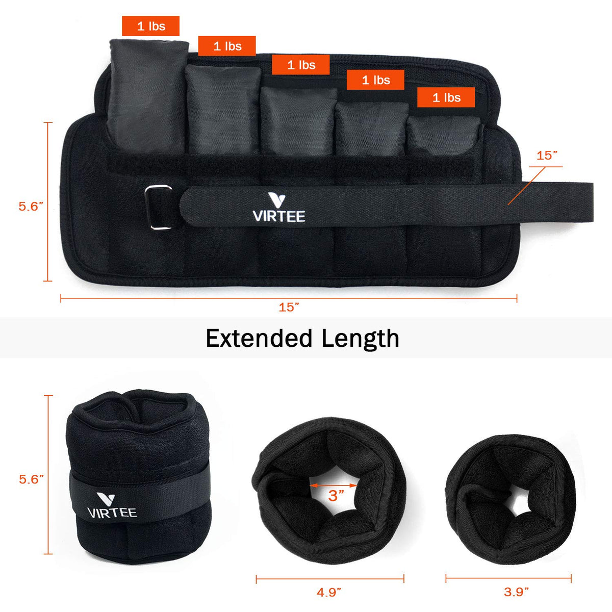 Adjustable Ankle Weights 1-3 Lbs Pair X212379