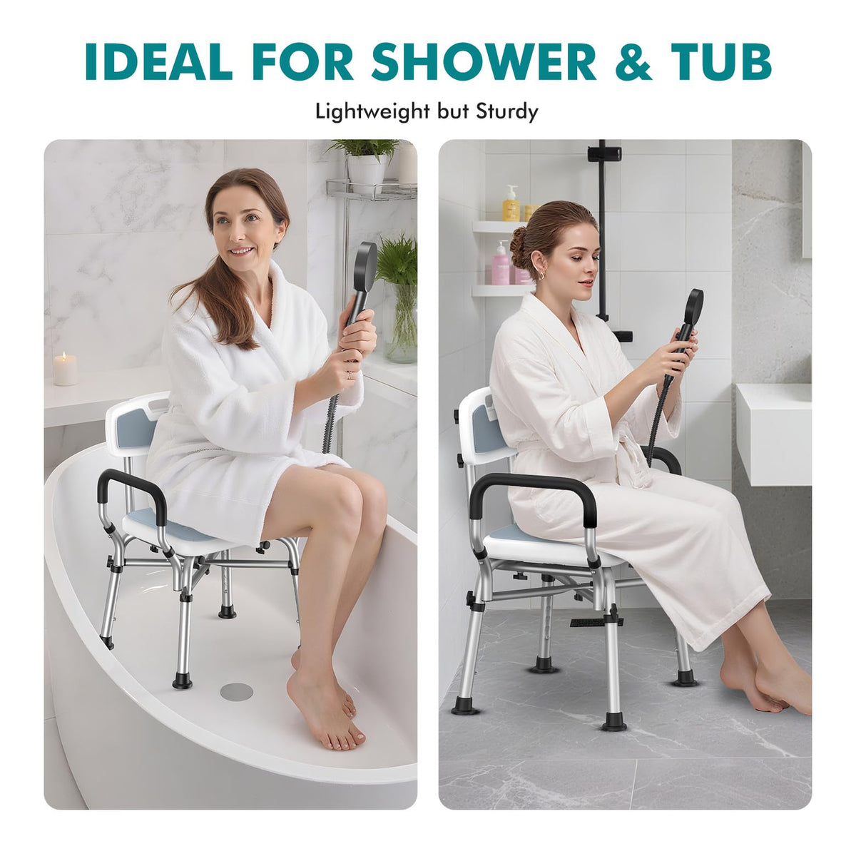 Shower Chair with Removable Arms and Back I9869