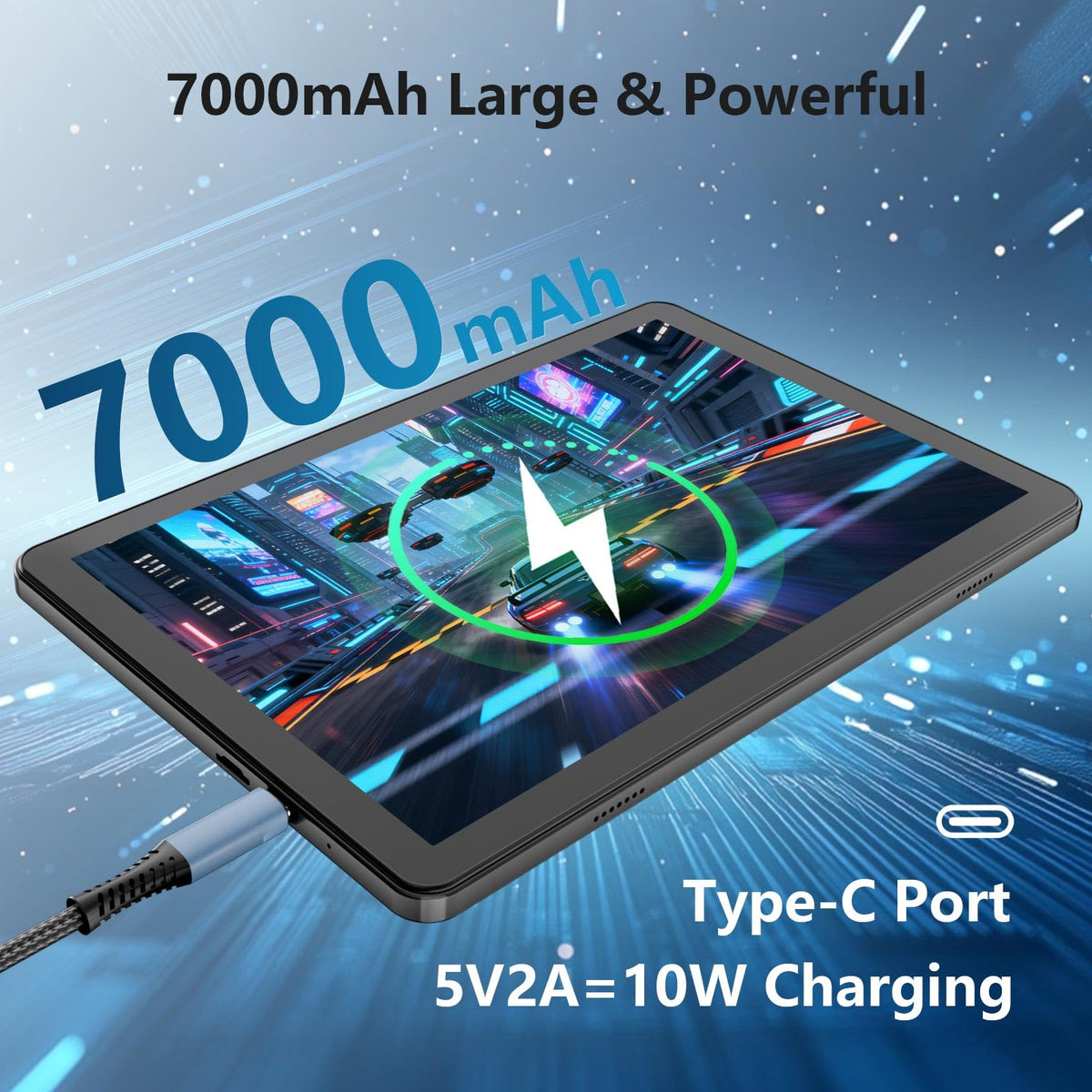 Android Tablet 10 inch, 26GB RAM 128GB ROM 7000 mAh Black O728009