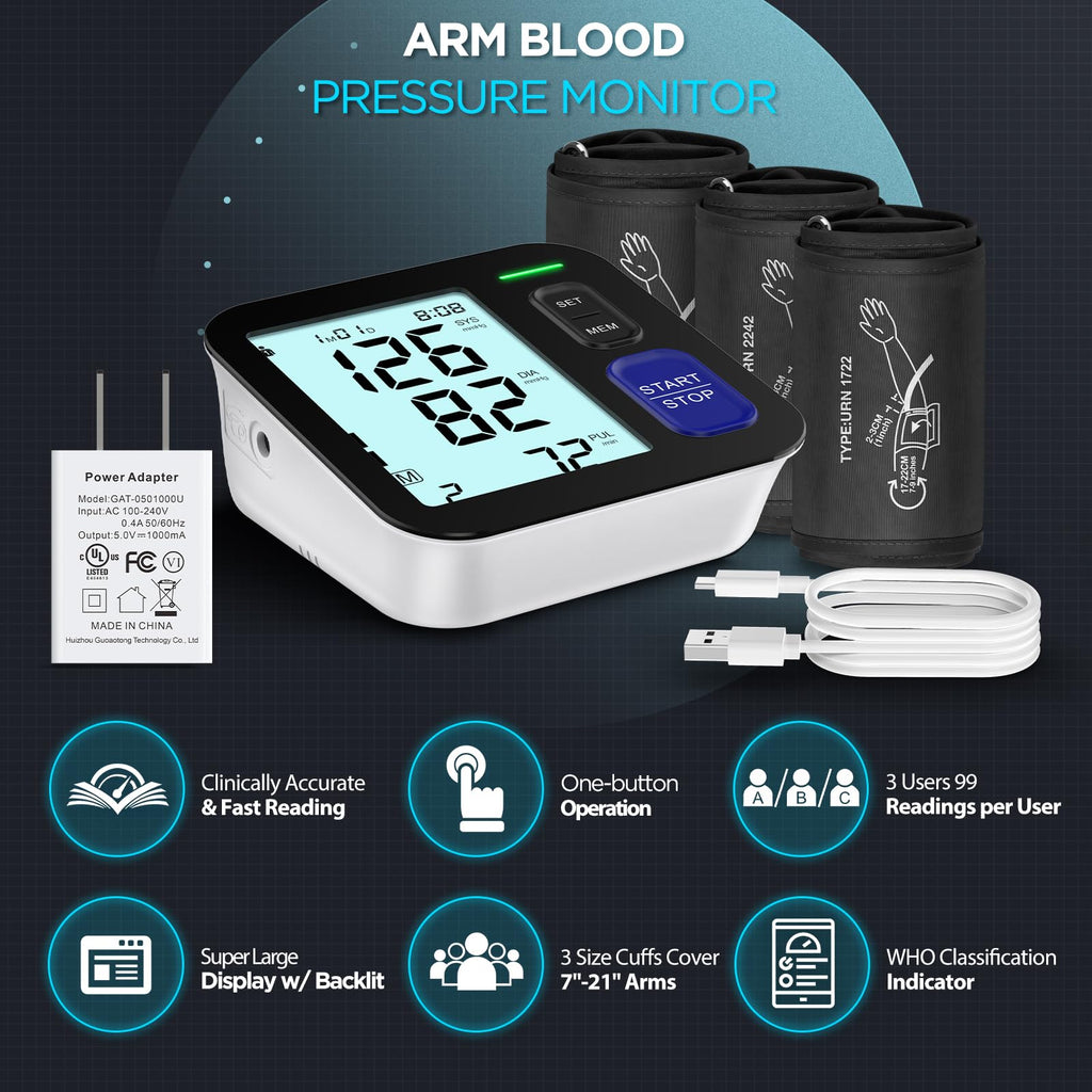Automatic Digital Blood Pressure Machine with 3 Size Cuffs R57649