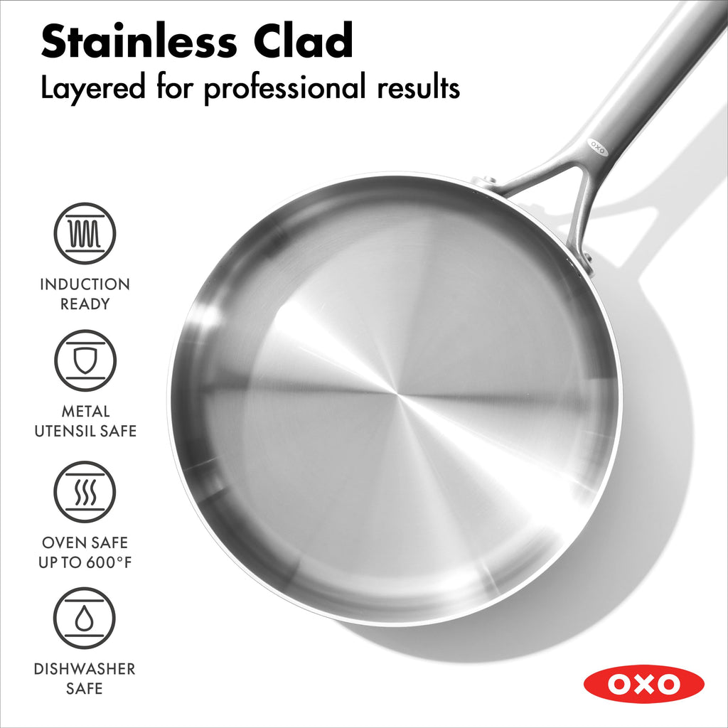 10 Piece Stainless Steel Cookware Set with Ceramic Nonstick Frying Pan Y68634