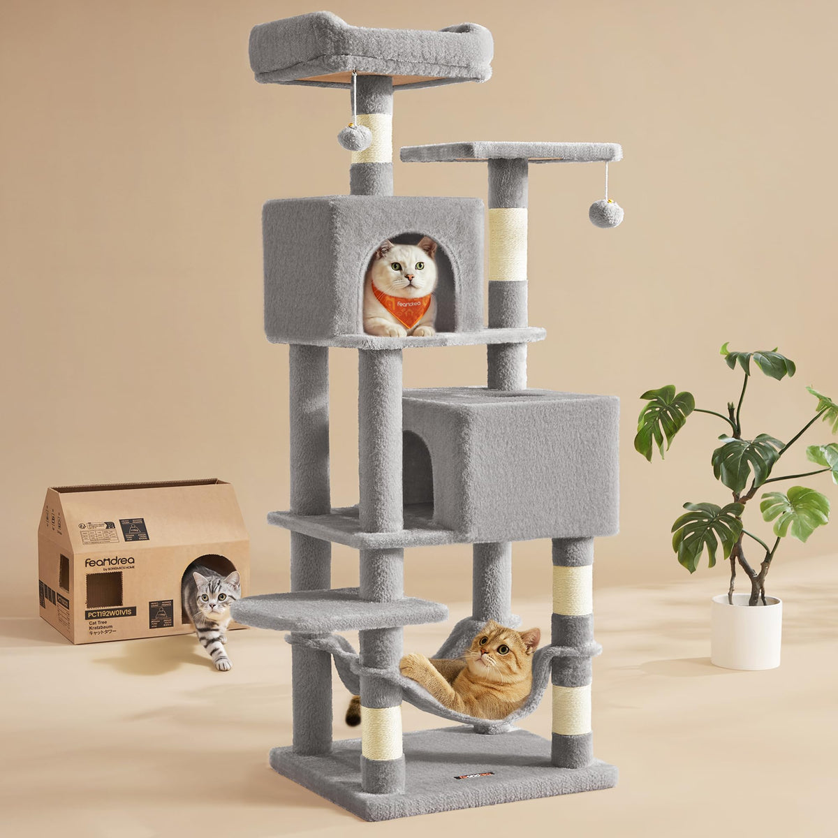 Light Gray Cat Tree H133