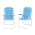 Set of 2 Blue & White Webbed Folding Chairs F1429