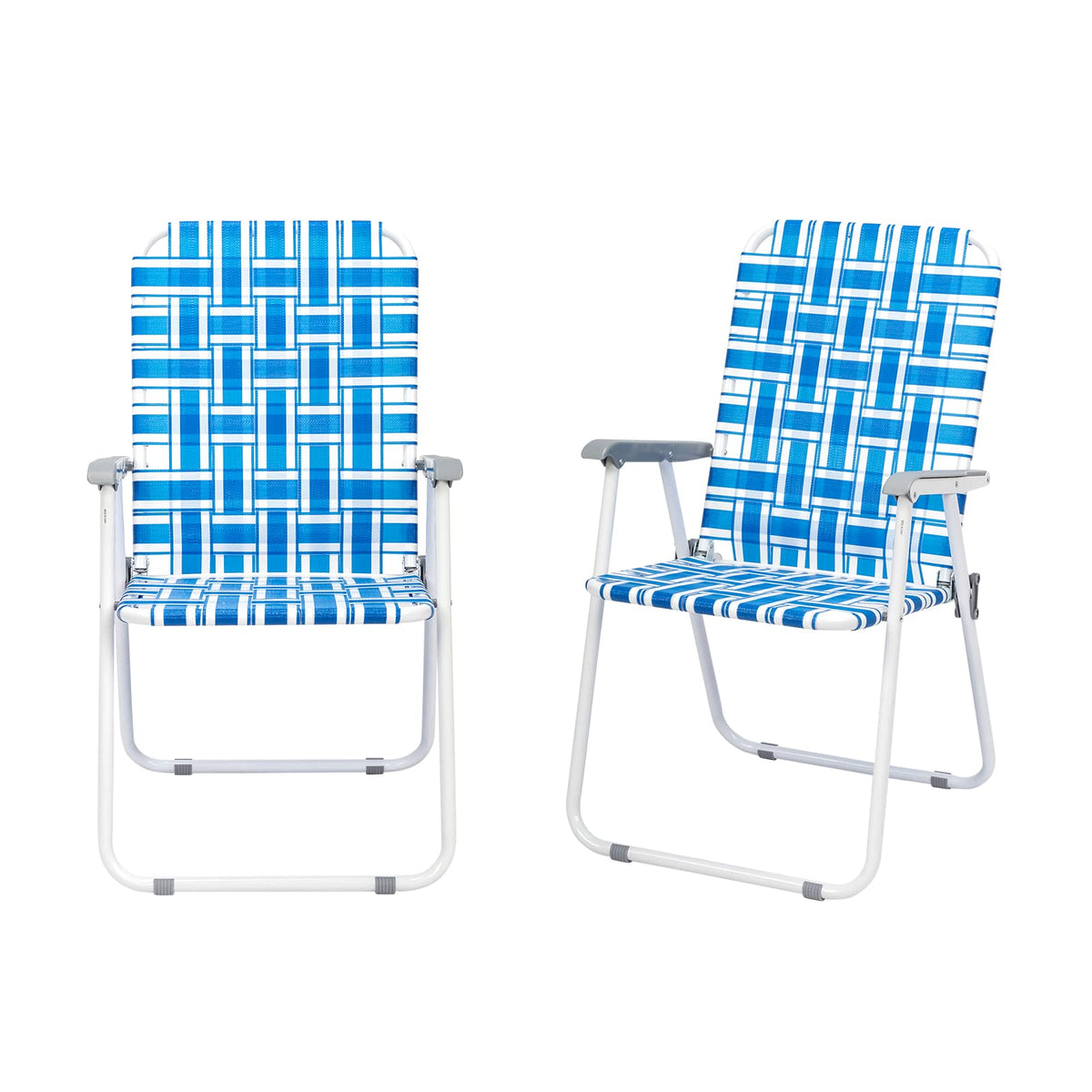 Set of 2 Blue & White Webbed Folding Chairs F1429