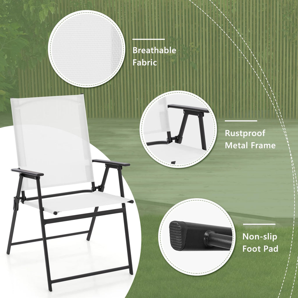 White Set of 2 Folding Patio Chairs with Metal Frame K94618