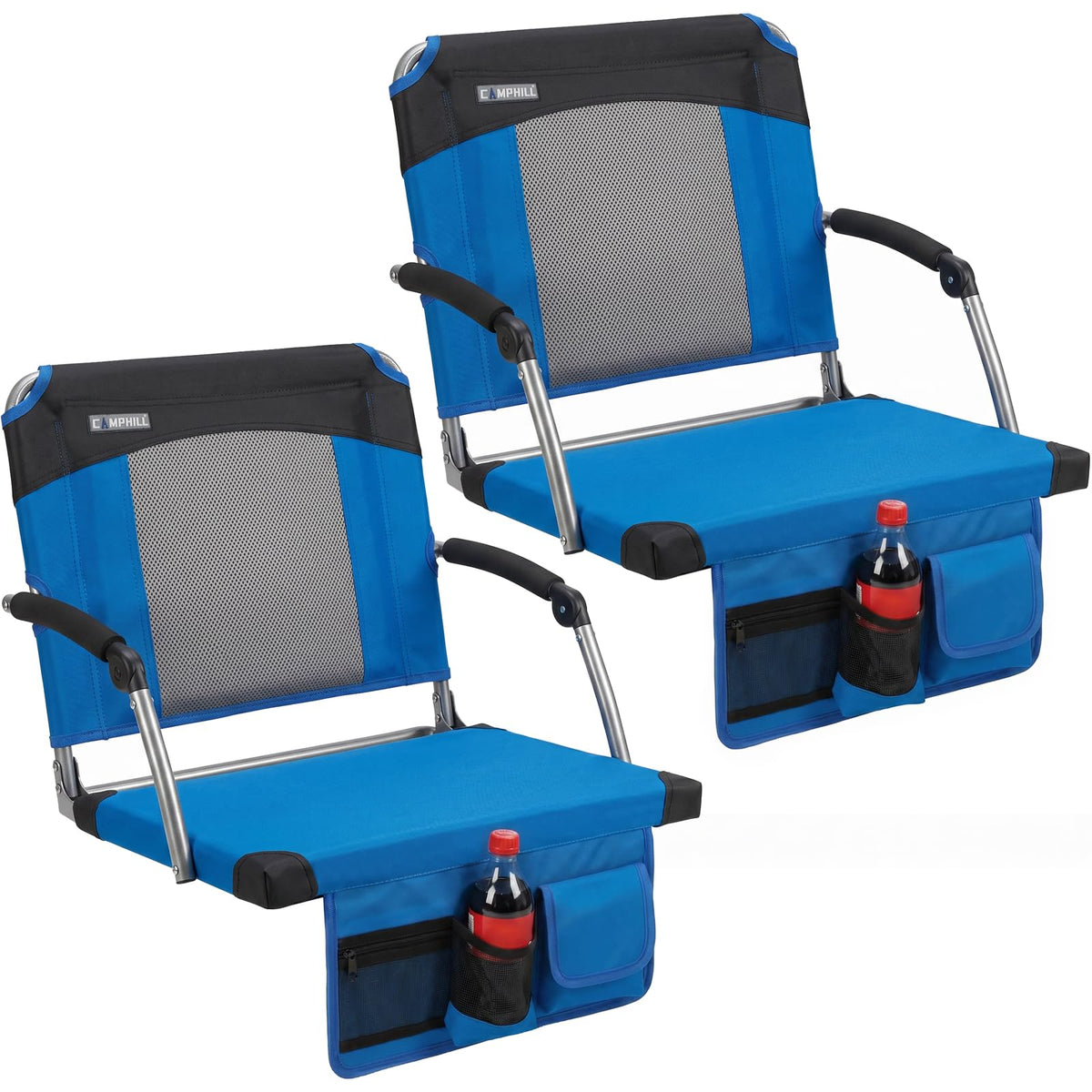 2 Pack Blue Stadium Seats with Back Support & Armrests G790