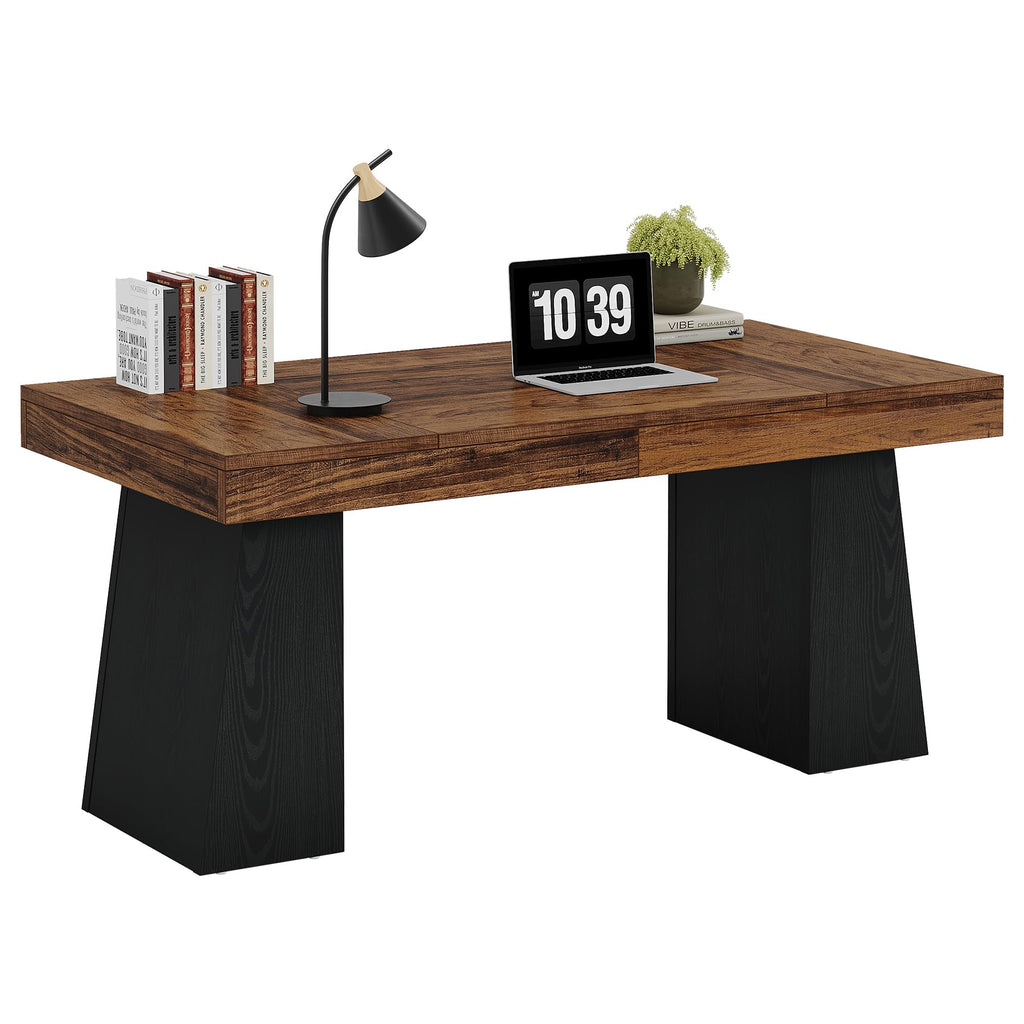 55" Wooden Office Desk with Double Pedestal E409